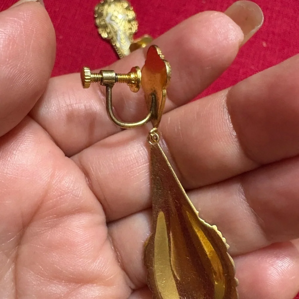 Vintage Elegant Gold and Silver Teardrop Earrings